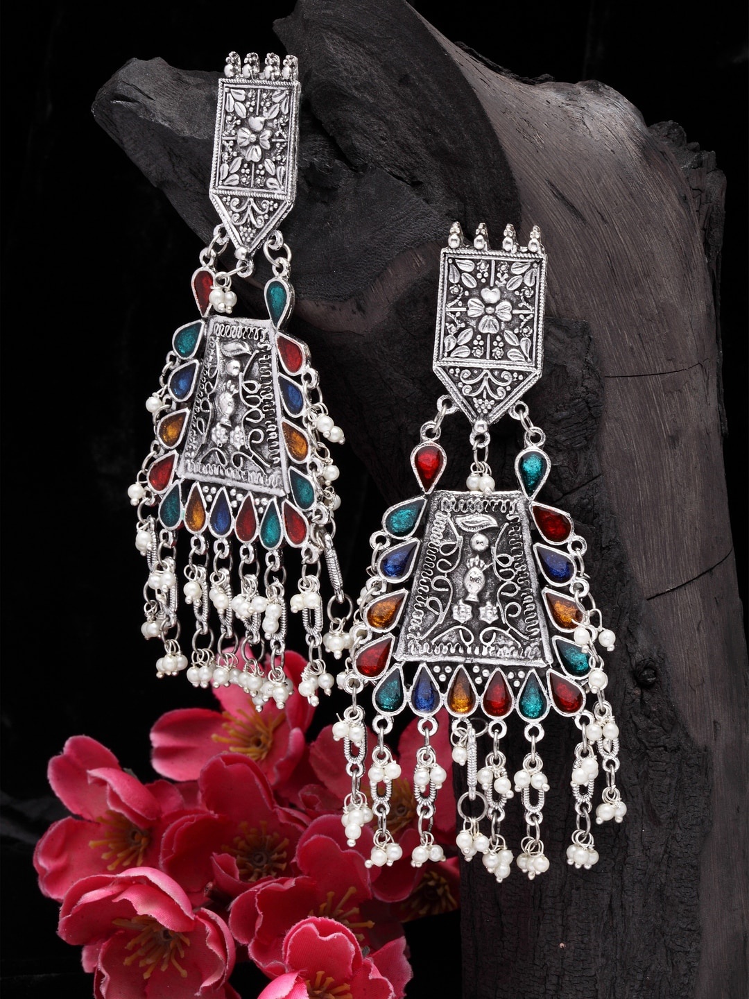 Moedbuille Multicoloured Contemporary Drop Earrings, Multi