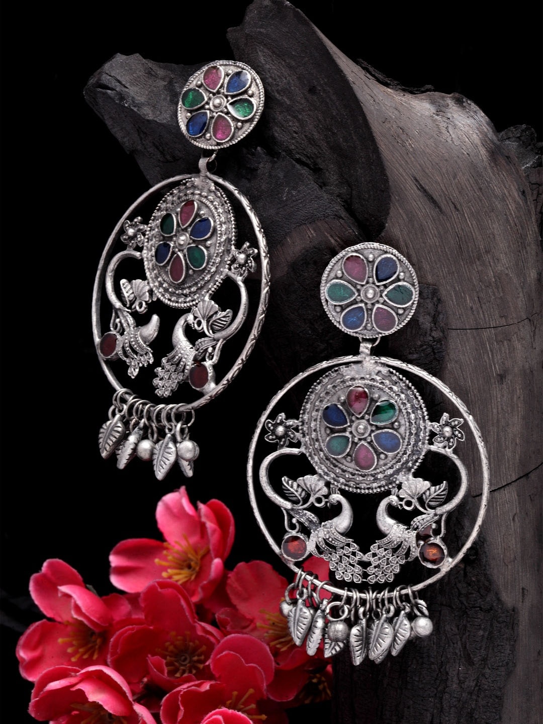 

Moedbuille Gunmetal-Toned Contemporary Jhumkas Earrings, Metallic