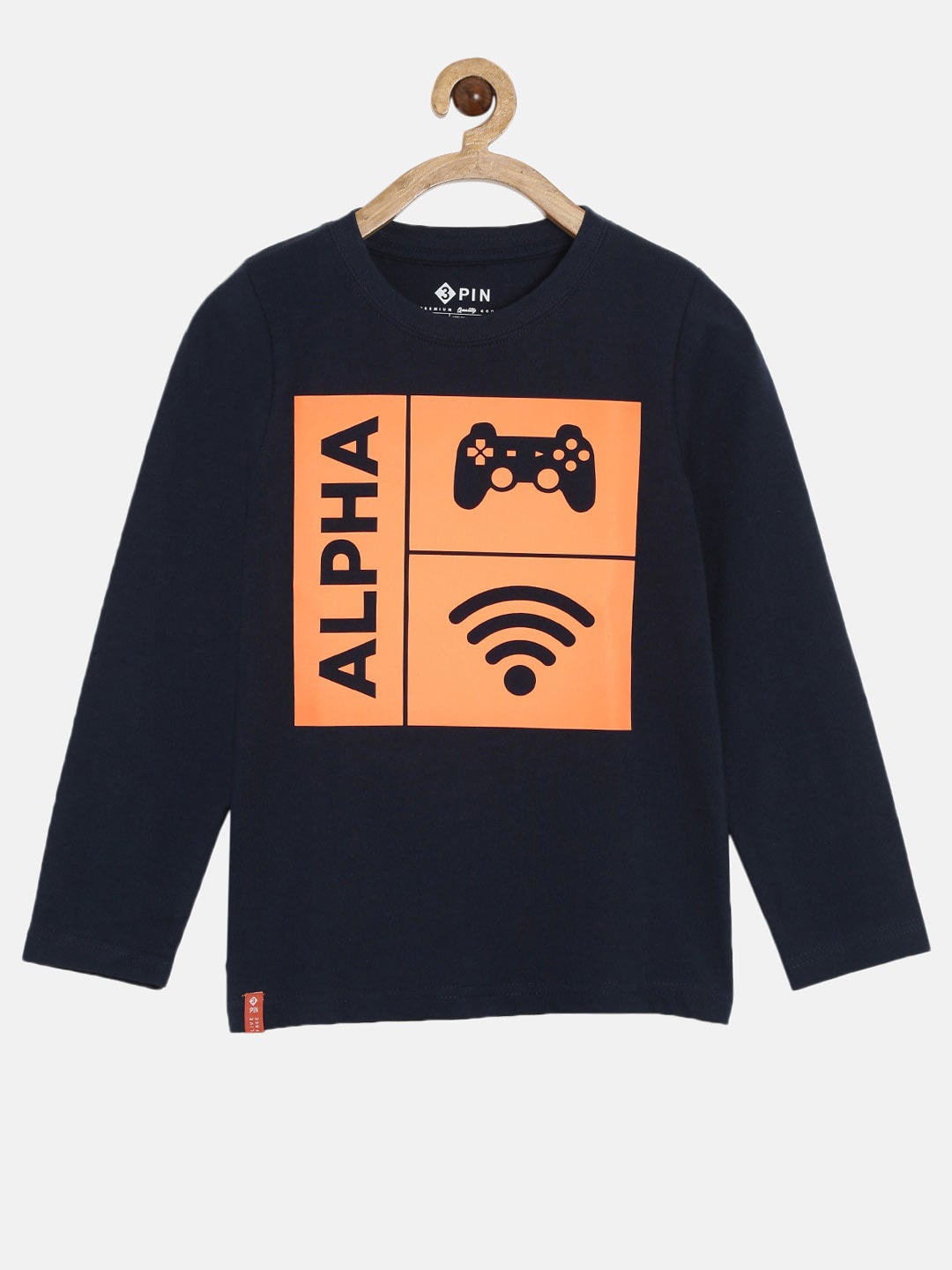 

3PIN Boys Navy Blue Typography Printed Cotton Pure Cotton T-shirt