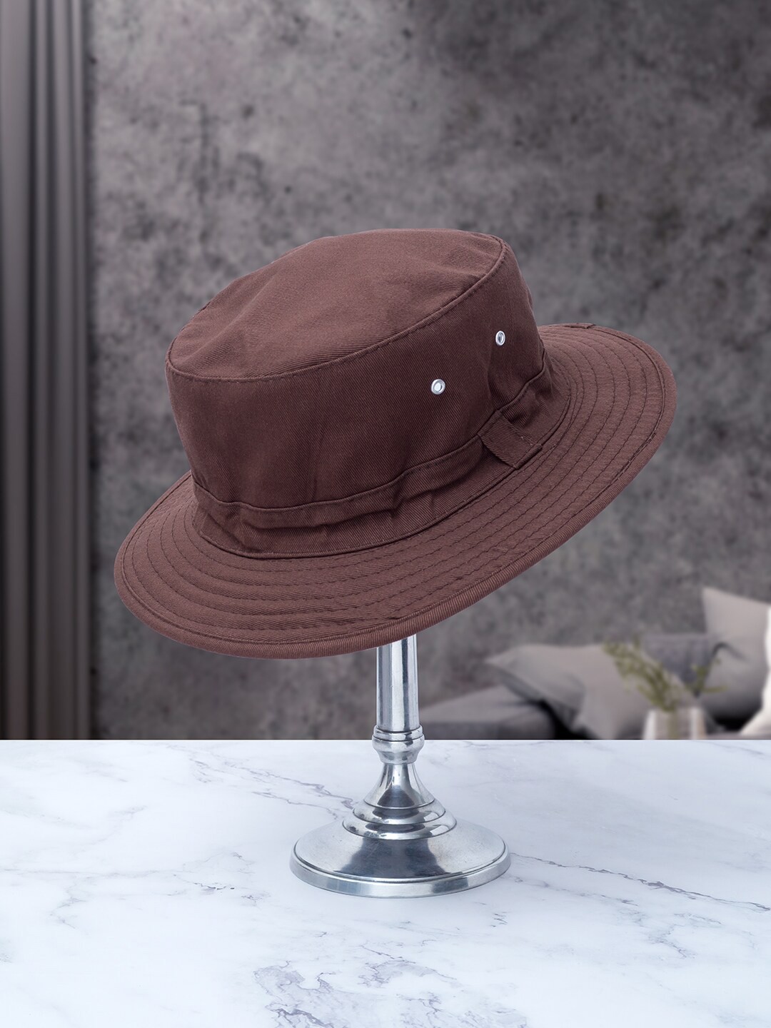 

Golden Peacock Men Brown Solid Cotton Umpire Sun Hat