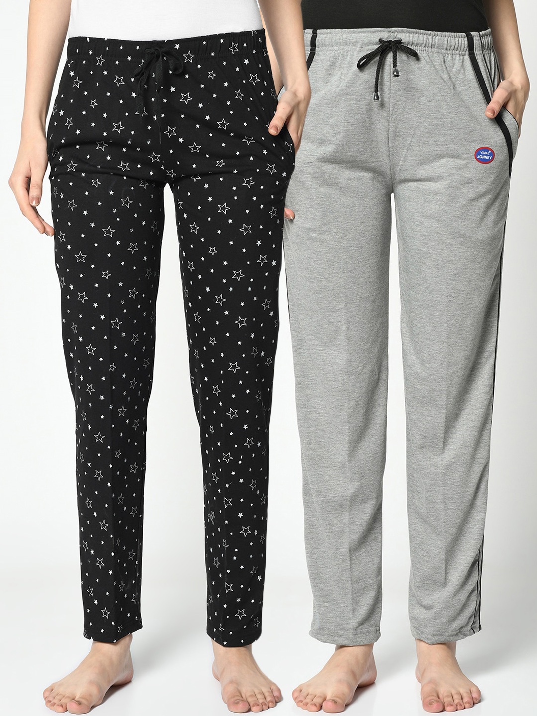 

VIMAL JONNEY Women Pack Of 2 Black & Grey Lounge Pants