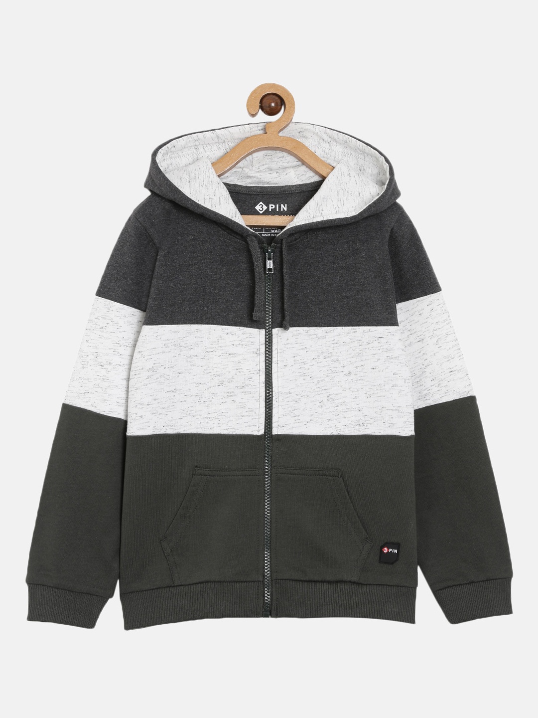 

3PIN Boys Grey Colourblocked Hooded Sweatshirt