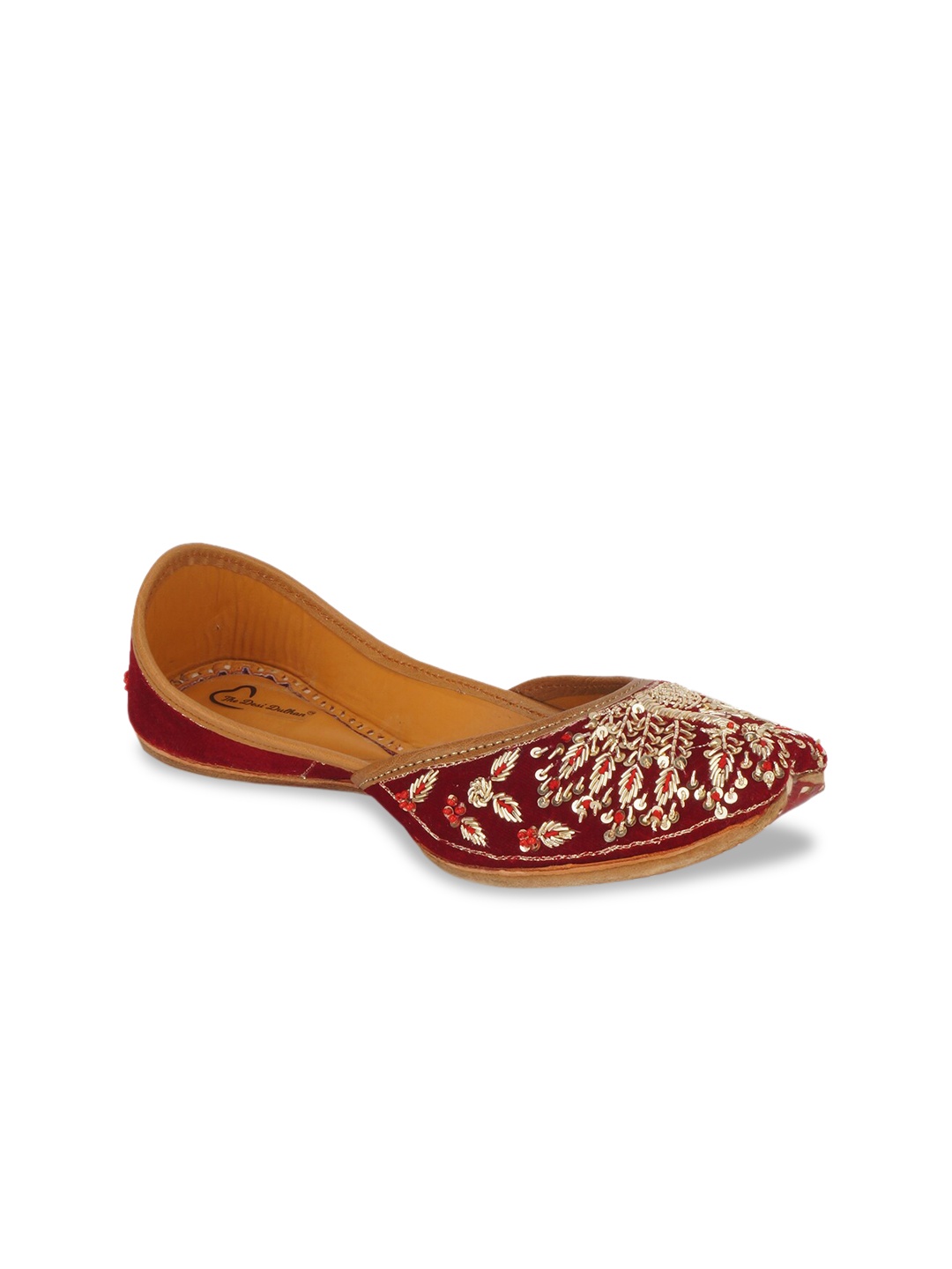 

The Desi Dulhan Women Maroon Embellished Mojaris Flats