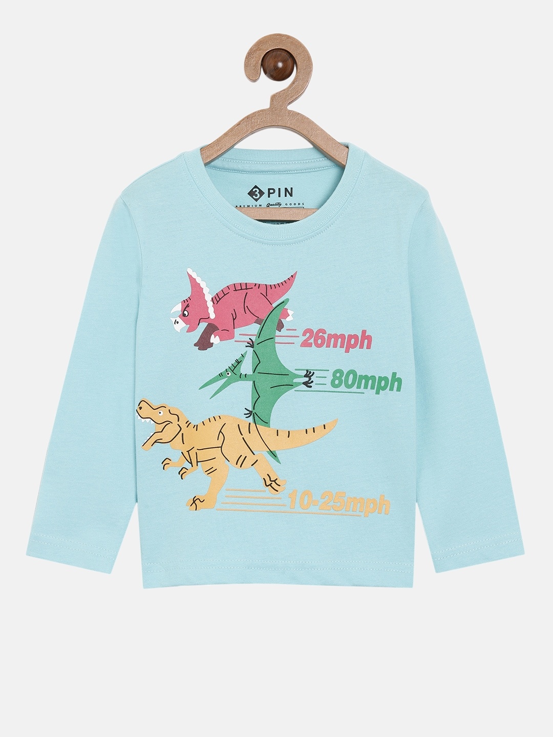 

3PIN Boys Blue Typography Printed Applique T-shirt