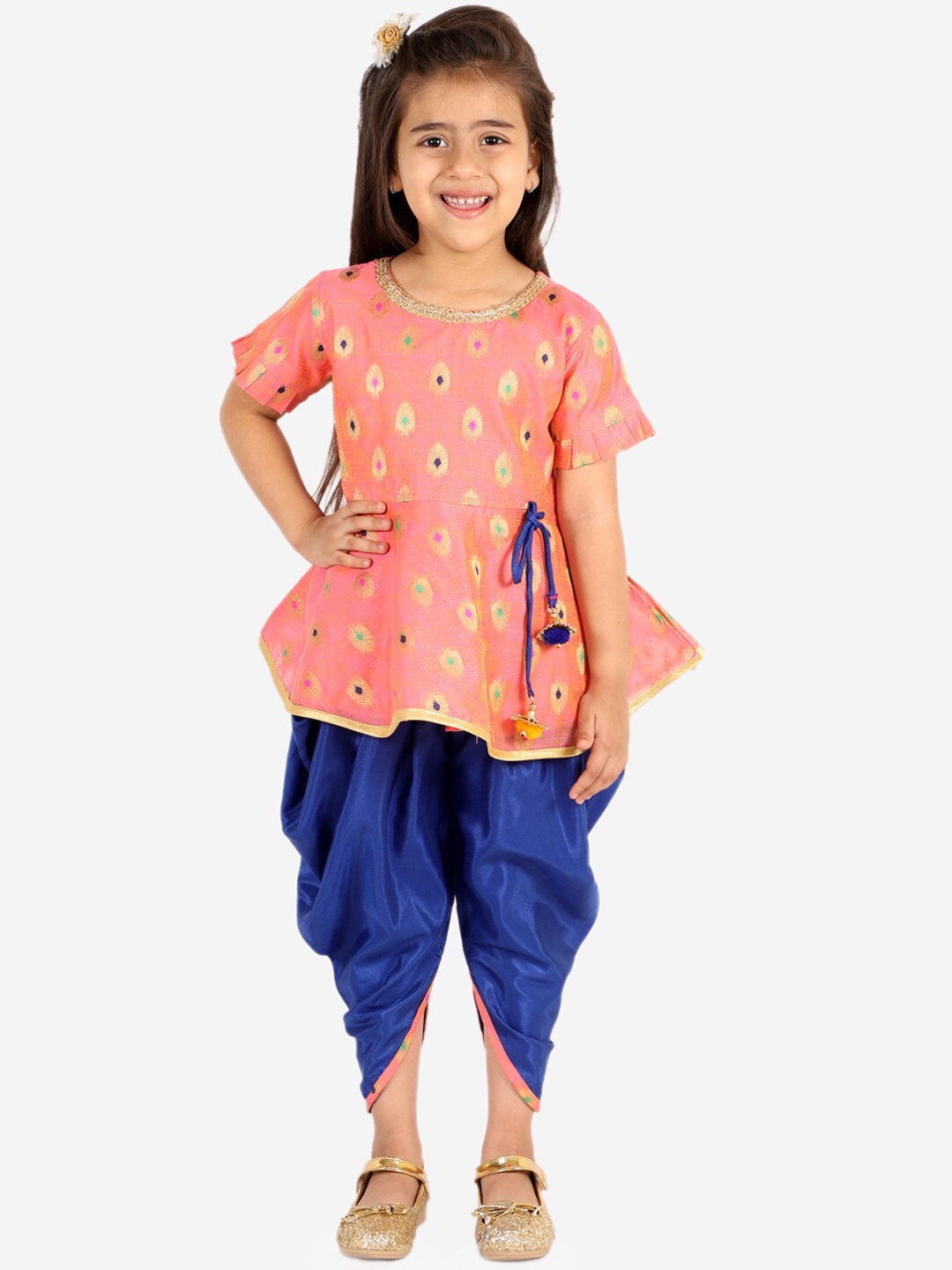 KID1 Girls Pink Ethnic Motifs Kurta with Dhoti Pants