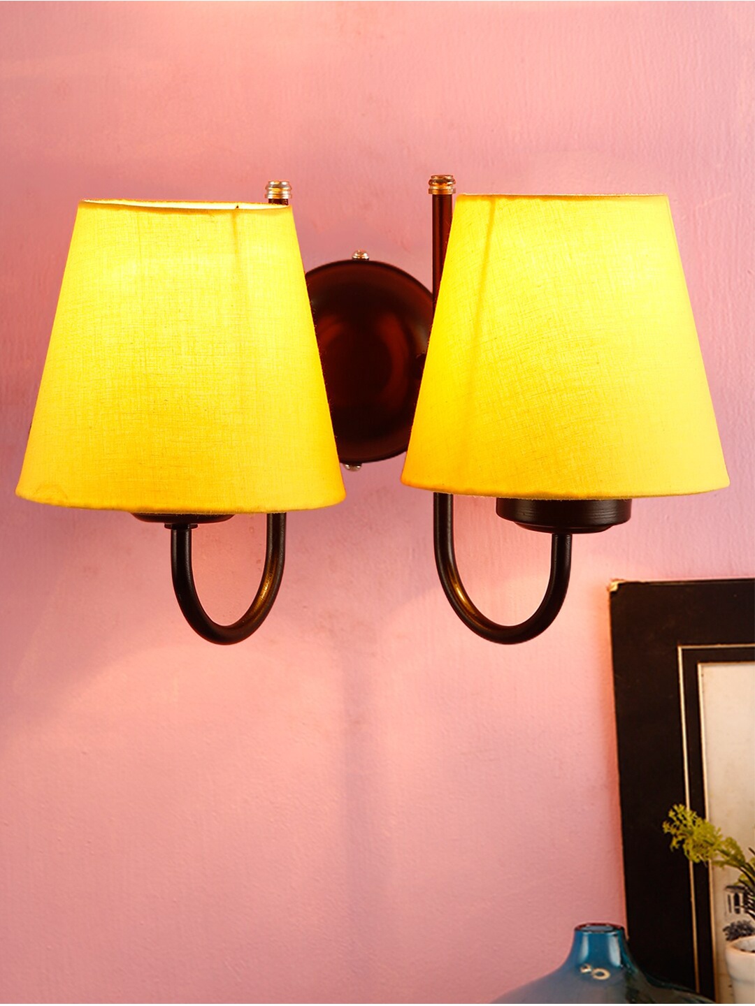 Devansh Yellow Traditional Armed Sconce Wall Lamp