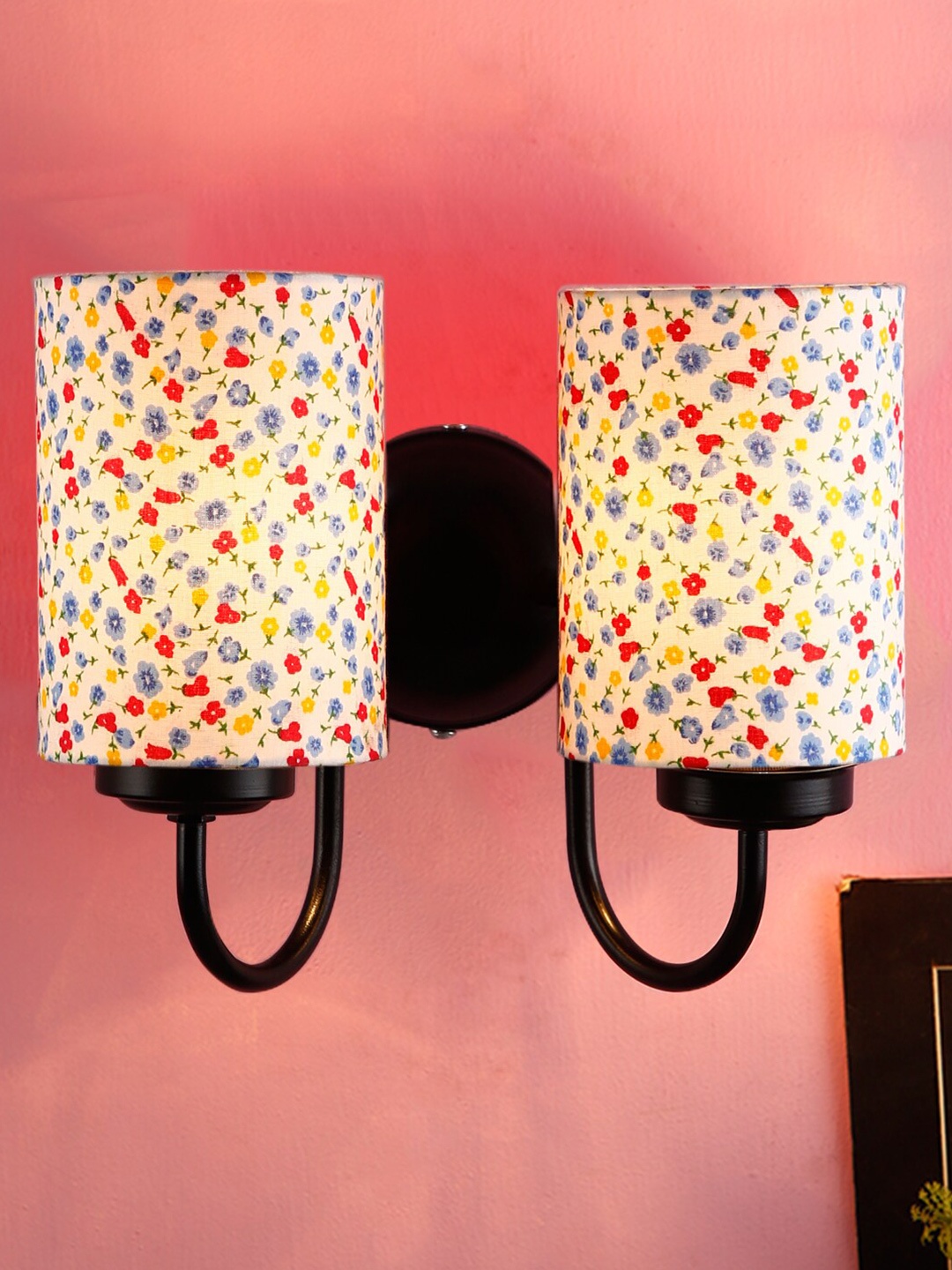 Devansh White & Blue Printed Traditional Double Flush Mount Light