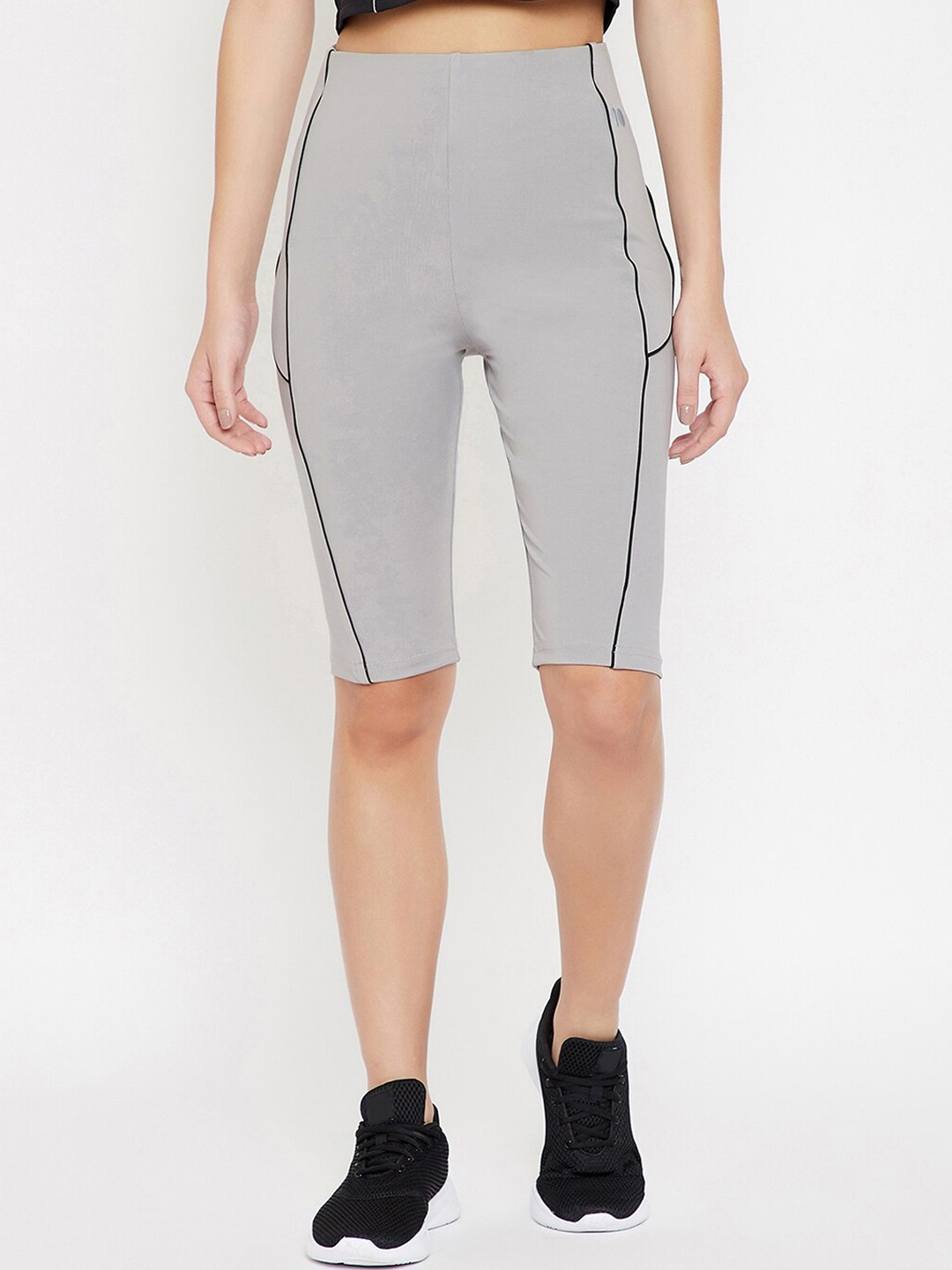 

Clovia Women Grey Slim Fit High-Rise Sports Shorts