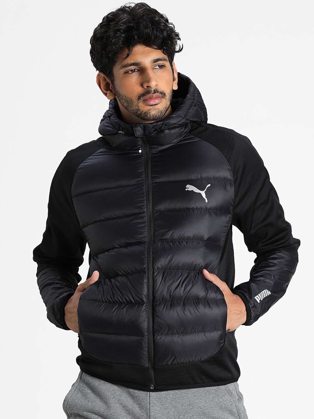 

Puma Men Black Hybrid Down Water Repellent Padded Jacket