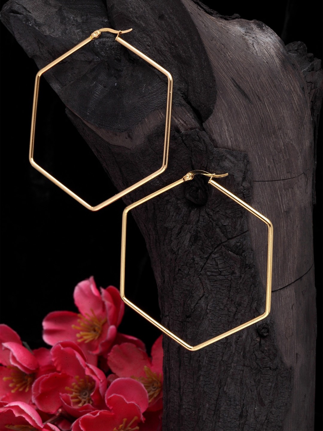 

Moedbuille Gold-Plated Handcrafted Geometric Hoop Earrings