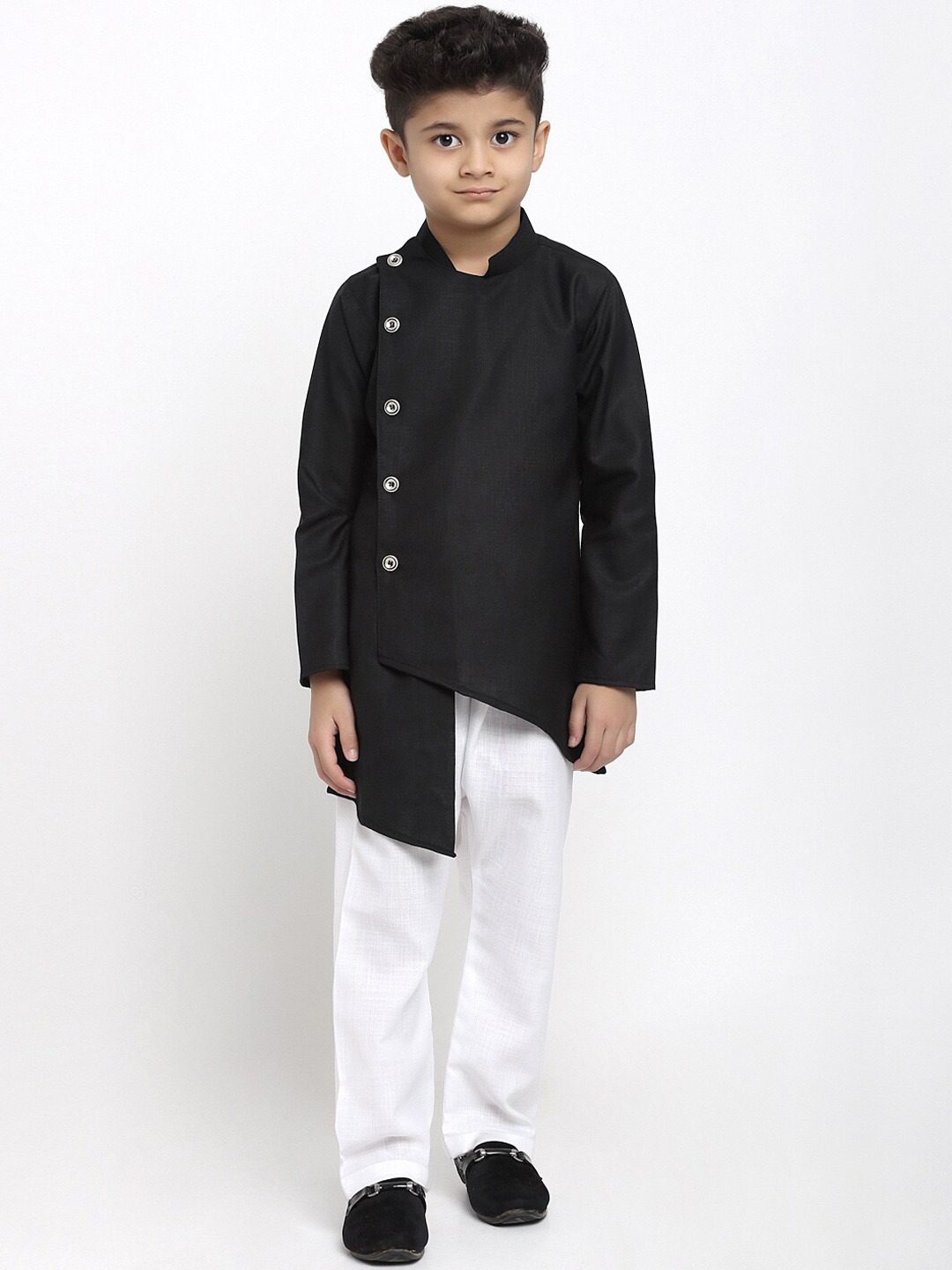 

TREEMODA Boys Navy Blue Linen Kurta With Pajamas