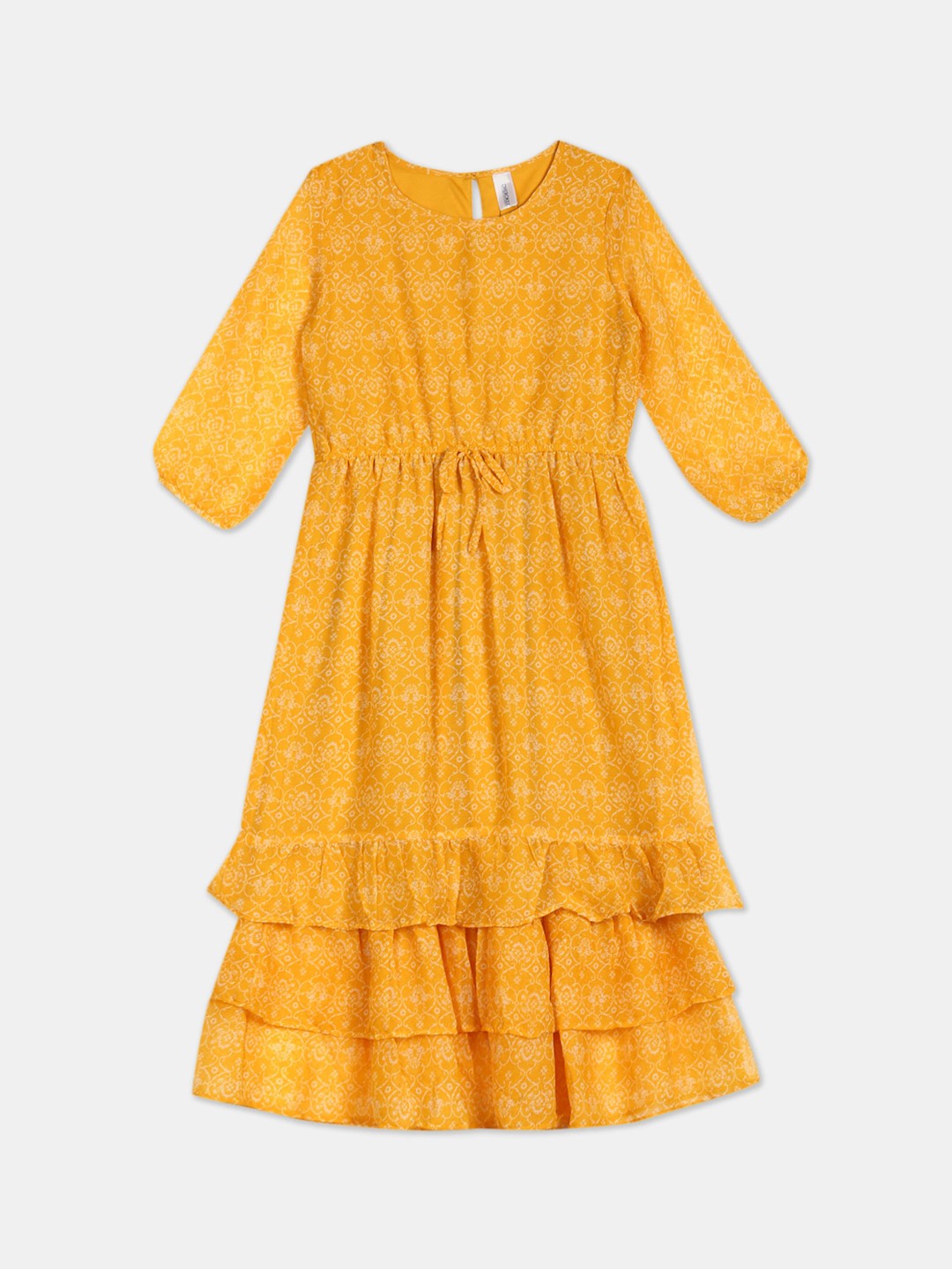 

Cherokee Mustard Yellow Yellow Printed Dress
