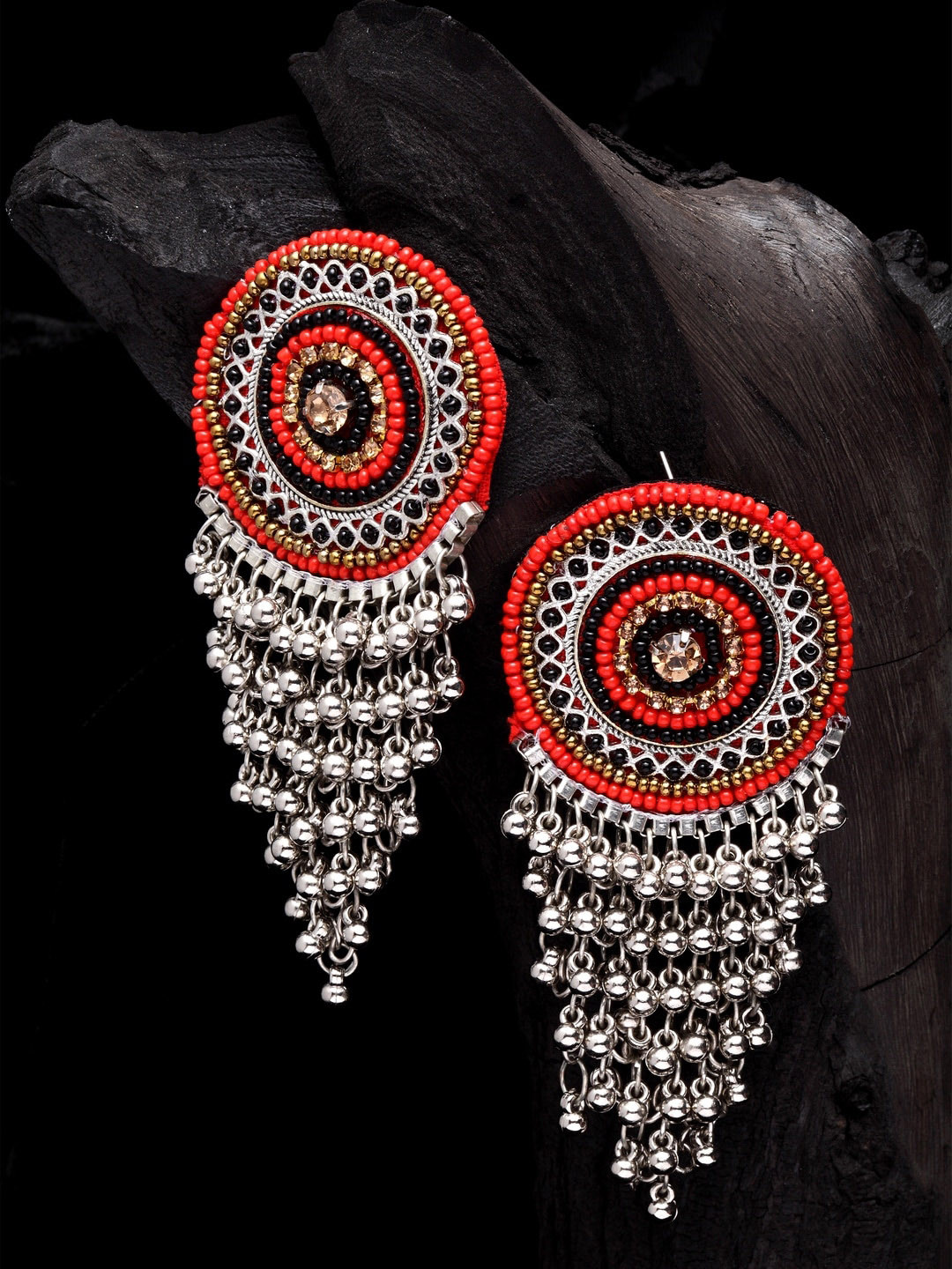 

Moedbuille Red Silver-Plated Classic Drop Earrings