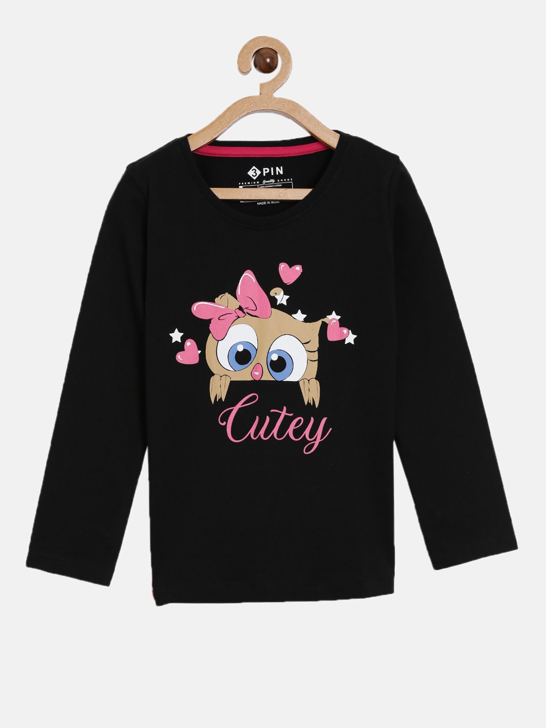 

3PIN Girls Black Printed T-shirt