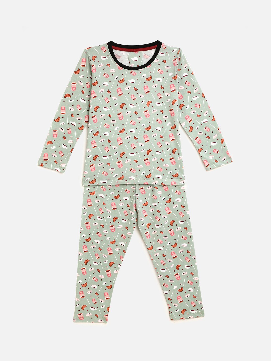 

KIDSCRAFT Girls Green Printed Night Suit