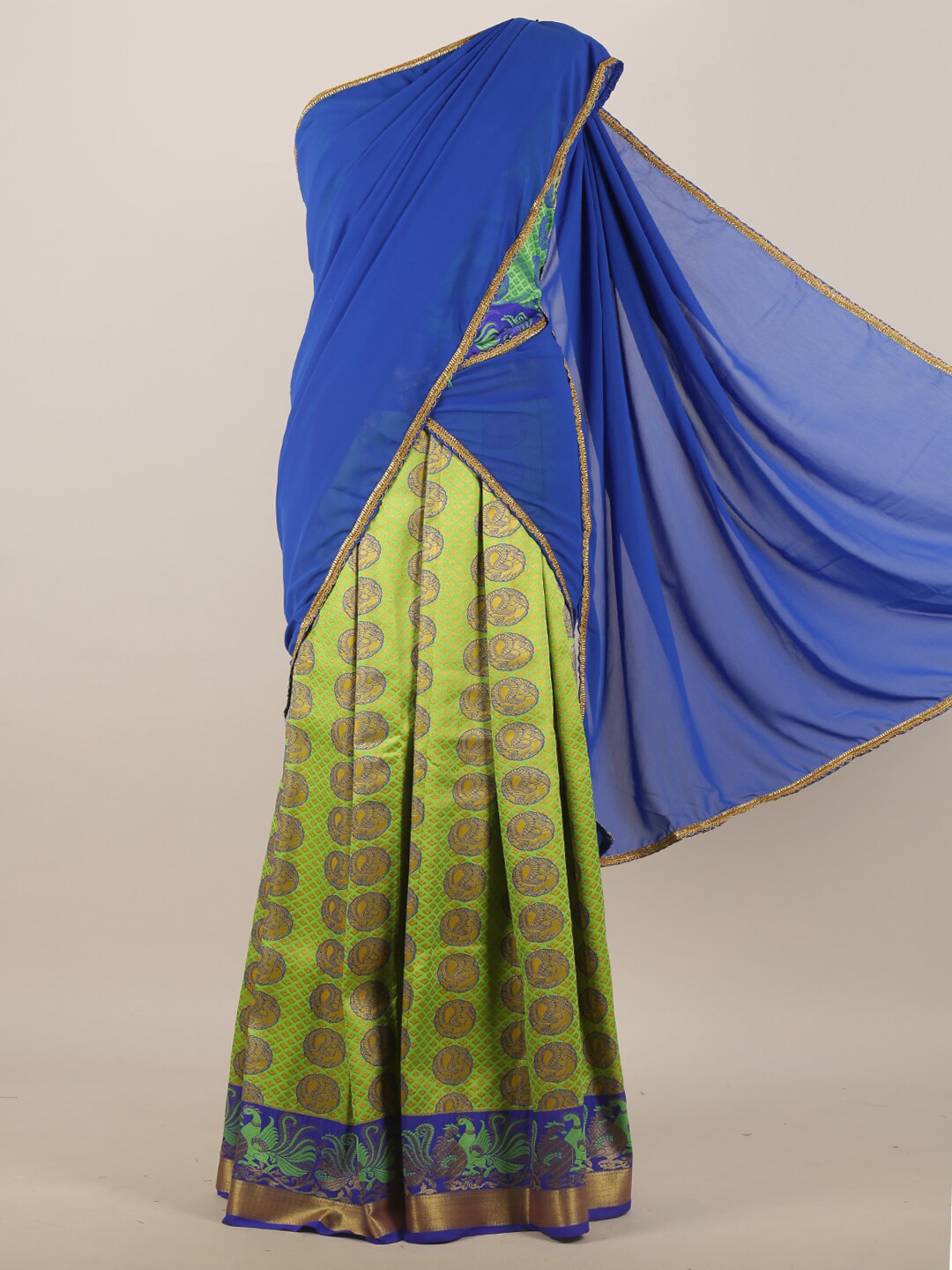 

Pothys Blue & Green Woven Design Half Saree