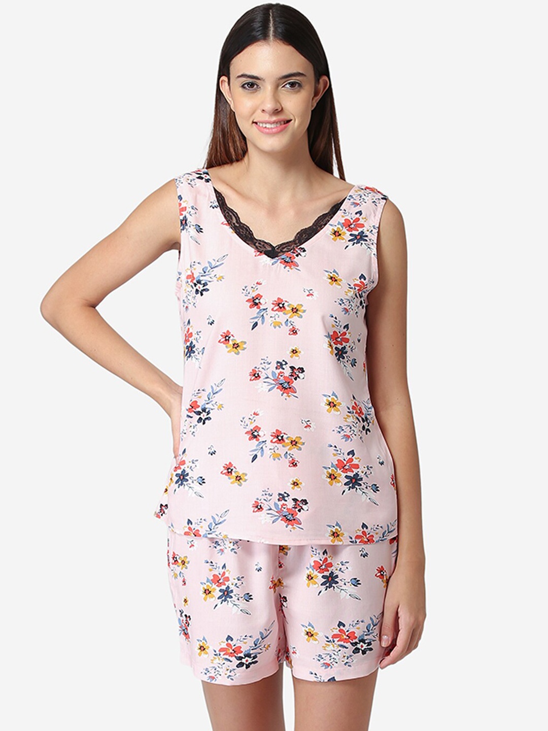 

Fluffalump Women Pink Printed Night Suit