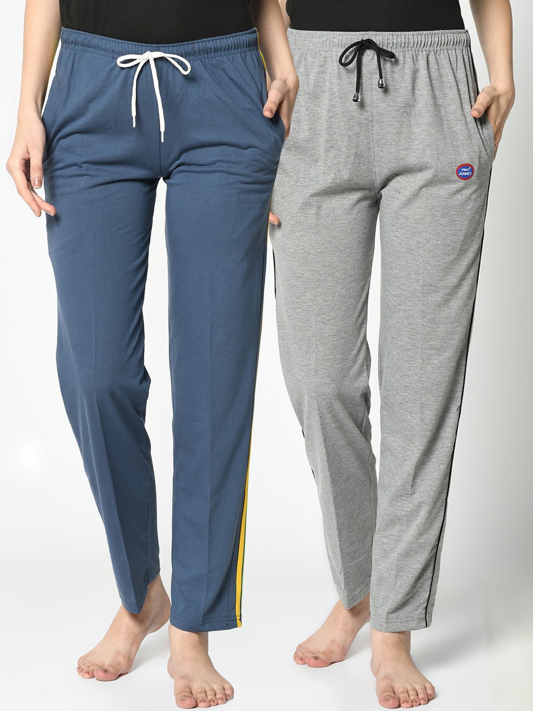 

VIMAL JONNEY Women Pack Of 2 Solid Lounge Pants, Grey