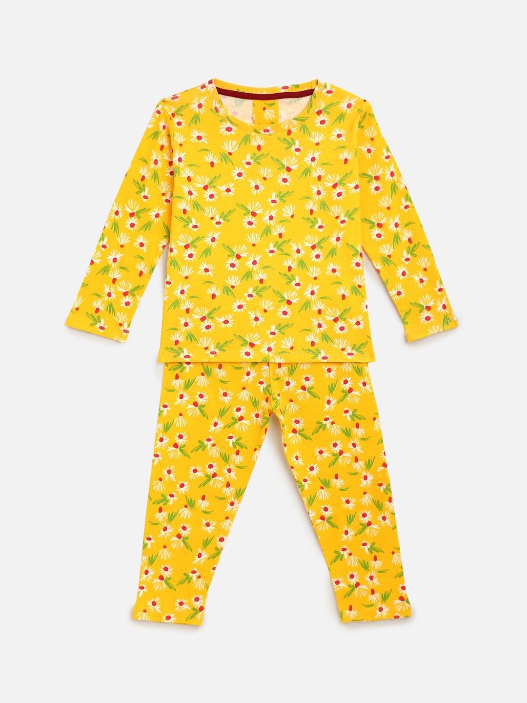 

KIDSCRAFT Girls Yellow Night Suit