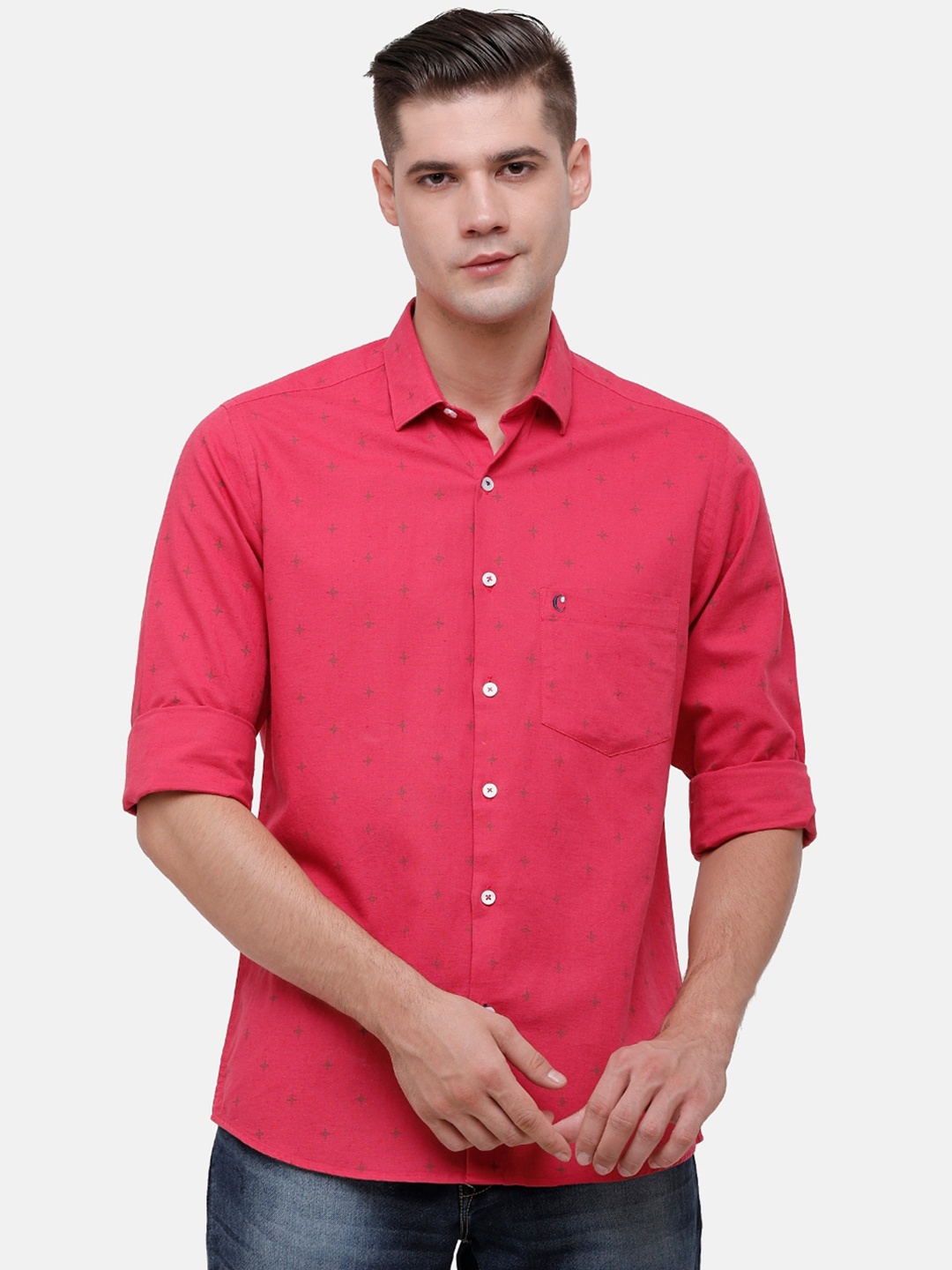 

CAVALLO by Linen Club Men Red Printed Casual Shirt