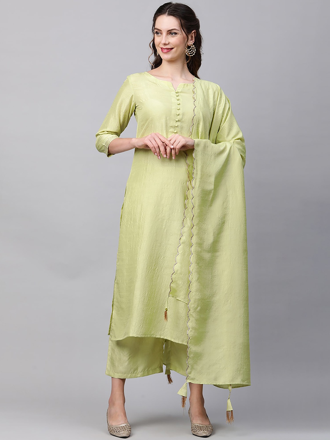

Indo Era Women Green Kurta with Palazzos & With Dupatta
