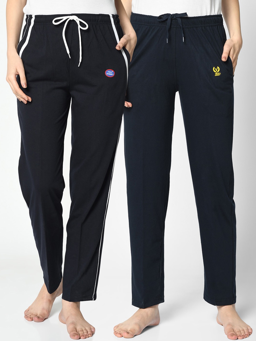 

VIMAL JONNEY Women Pack Of 2 Solid Lounge Pants, Black