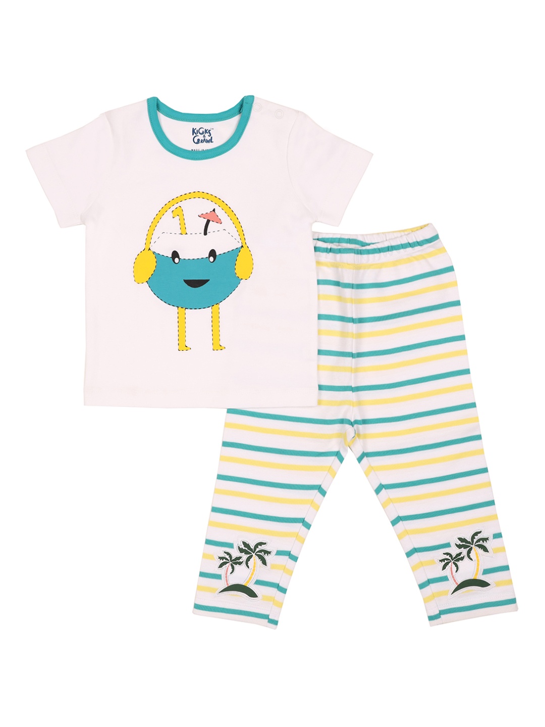 

KICKS & CRAWL Infant Boys White & Blue Printed Apparel Gift Set