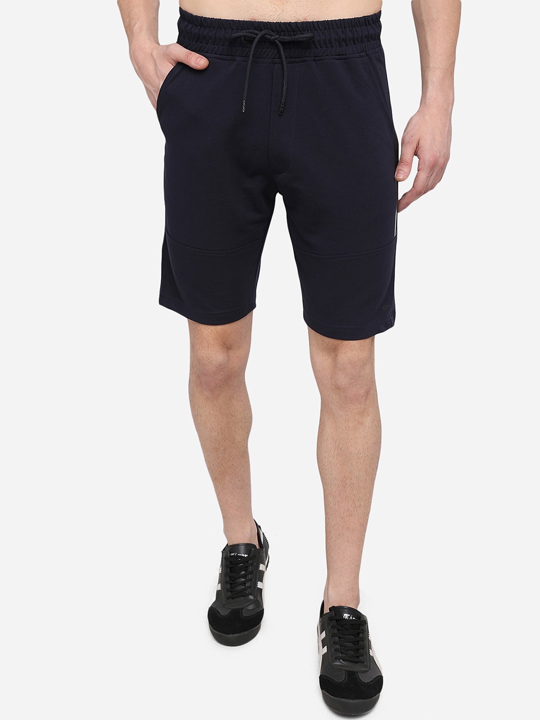 

JADE BLUE Men Slim Fit Mid-Rise Cotton Regular Shorts, Navy blue