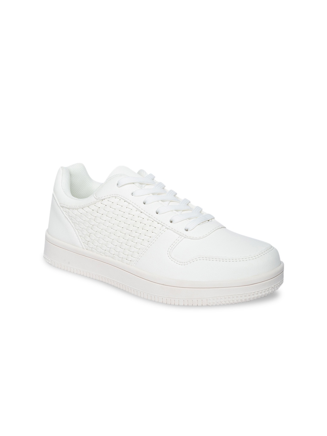 

CERIZ Women White Woven Design Sneakers