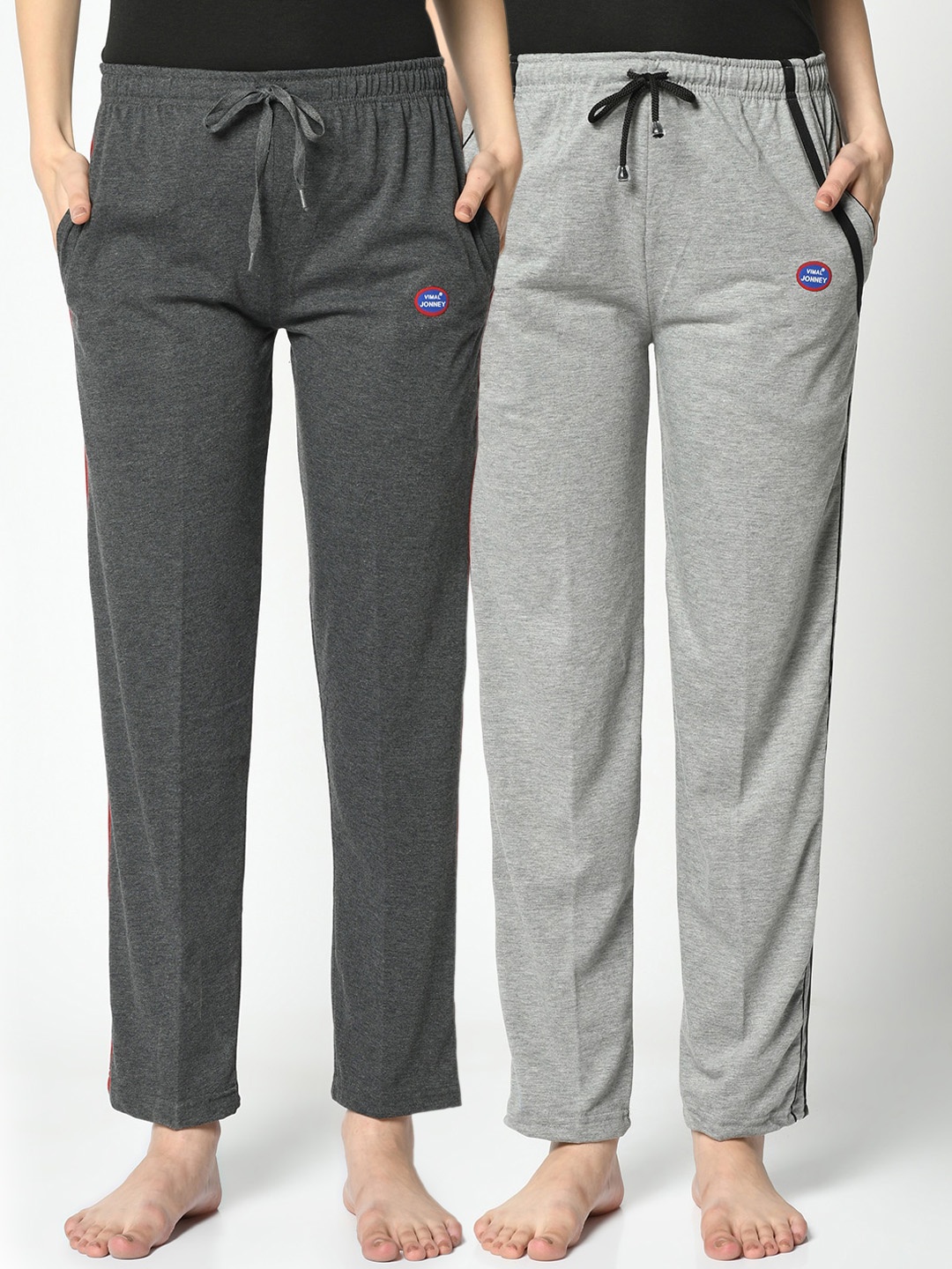 

VIMAL JONNEY Women Pack Of 2 Grey Solid Lounge Pants