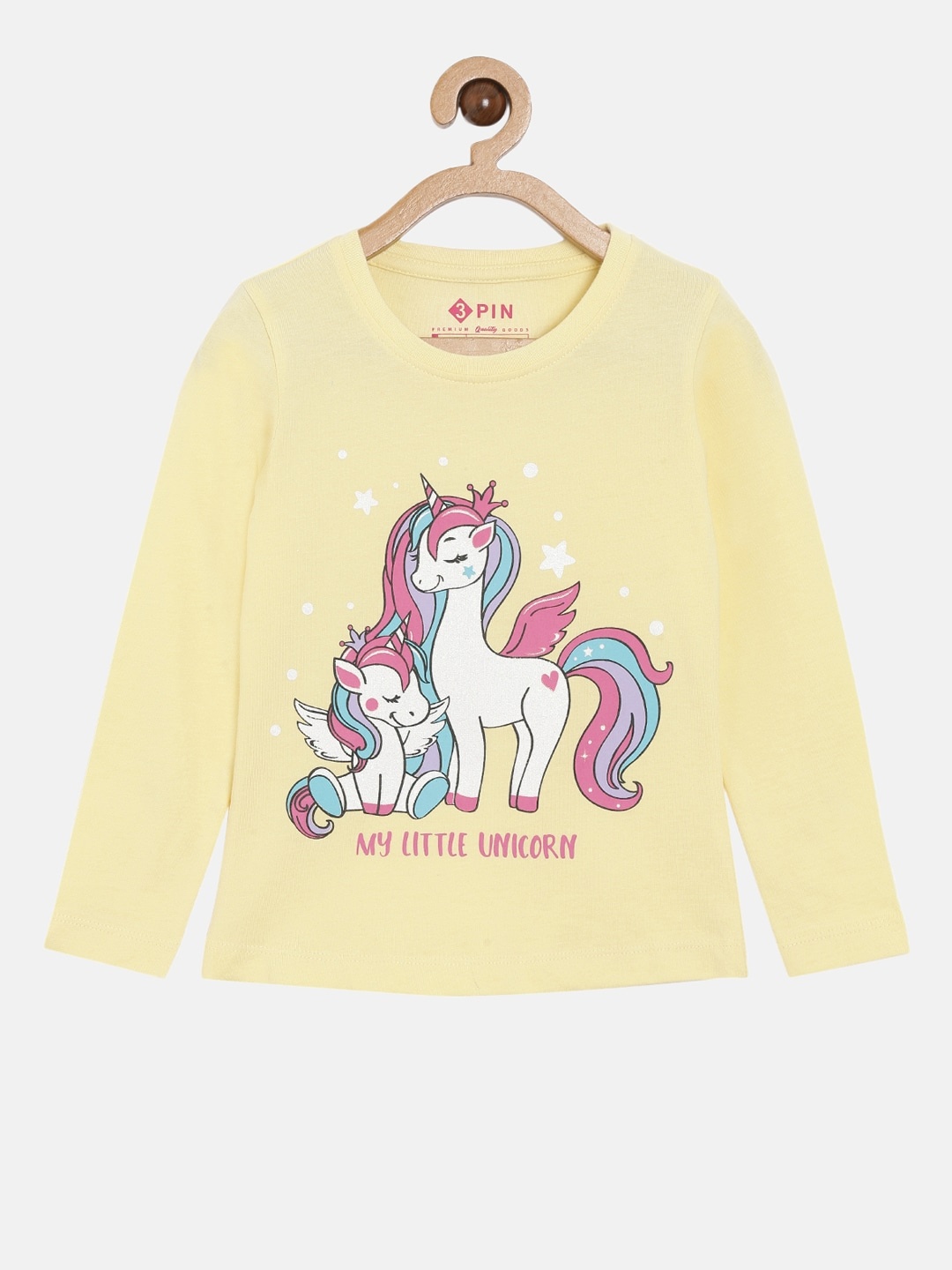 

3PIN Girls Yellow Printed Pure Cotton T-shirt