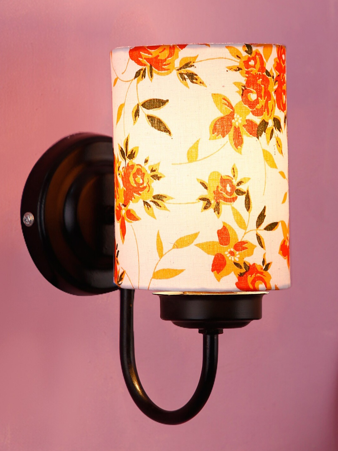 

Devansh White & Orange Printed Traditional Wallchiere Lamp