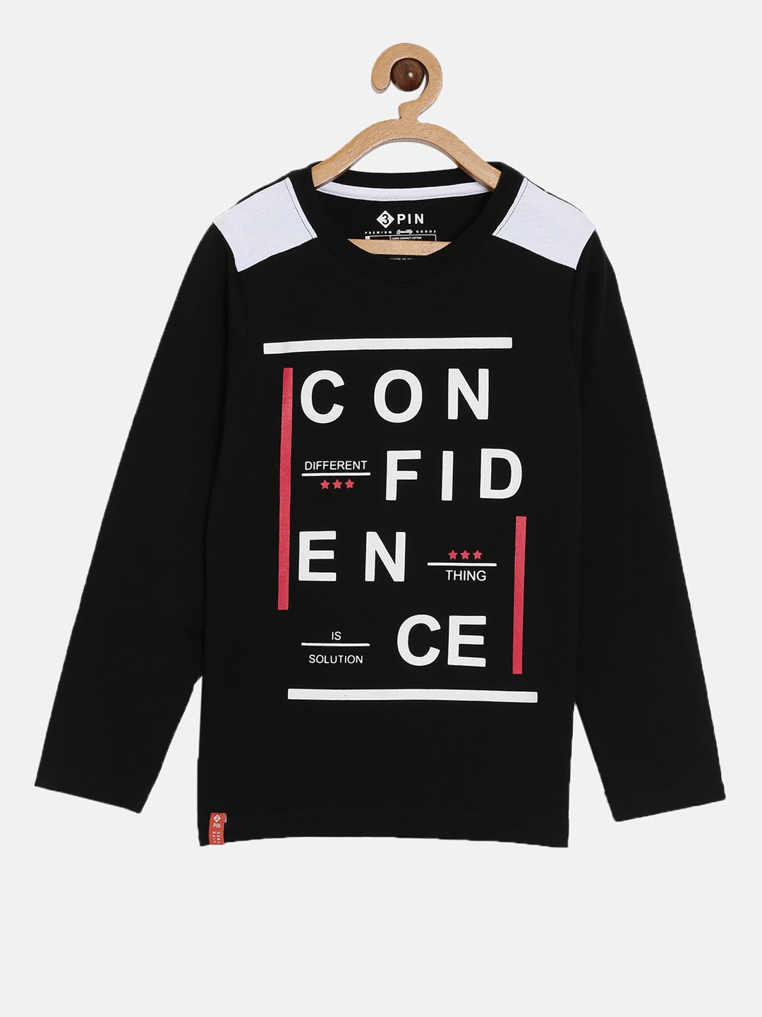 

3PIN Boys Black Off White Typography Printed Cotton Pure Cotton T-shirt