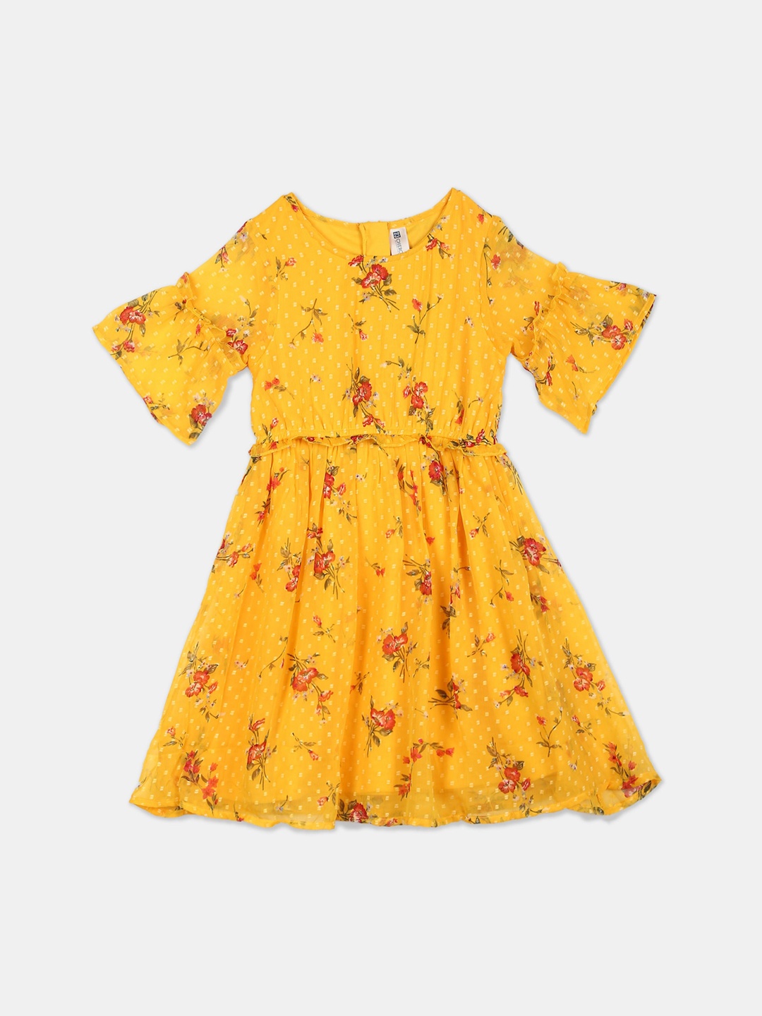 

Cherokee Yellow & Red Floral Cotton Dress