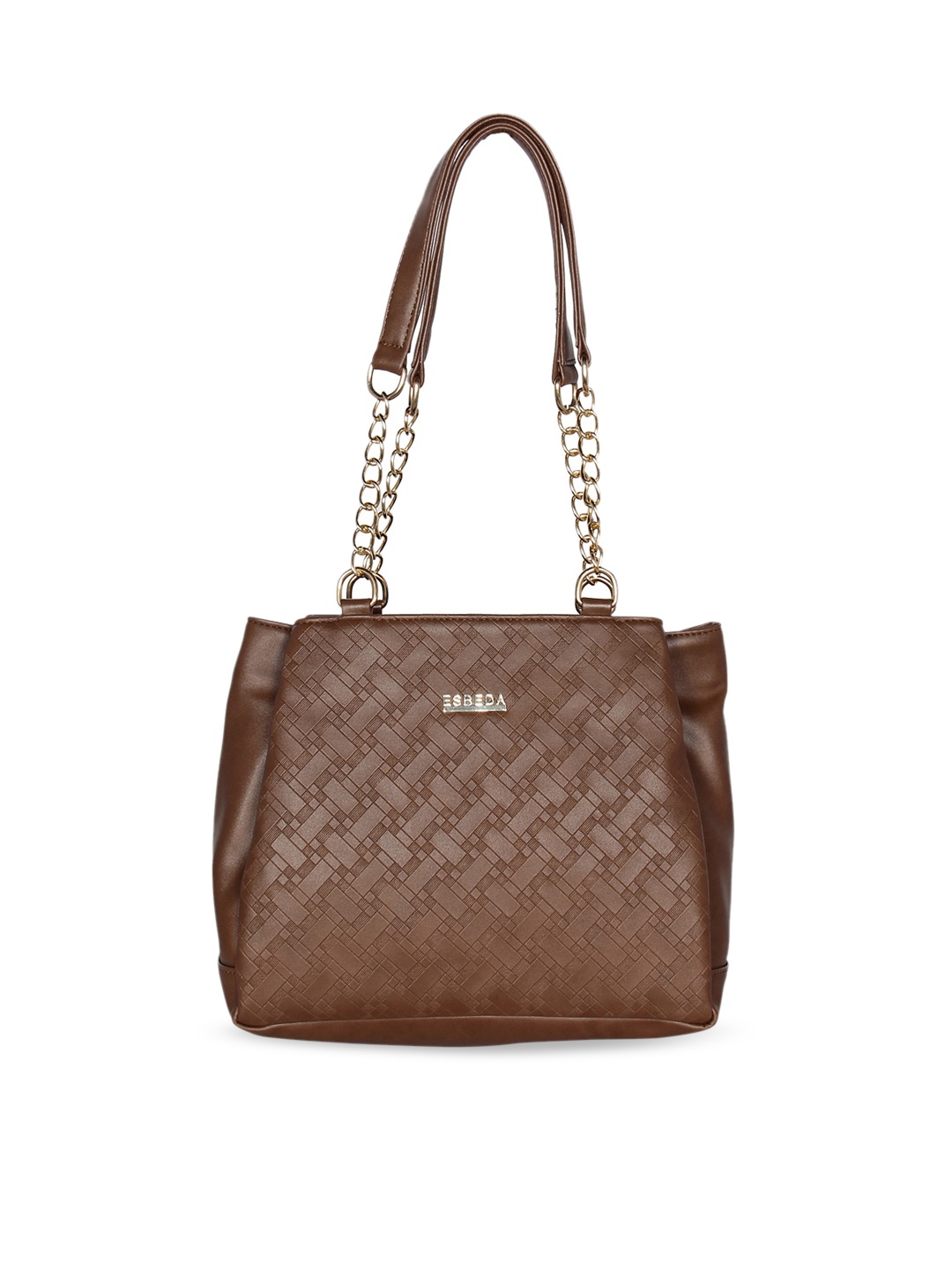 

ESBEDA Coffee Brown Textured PU Shopper Shoulder Bag with Quilted