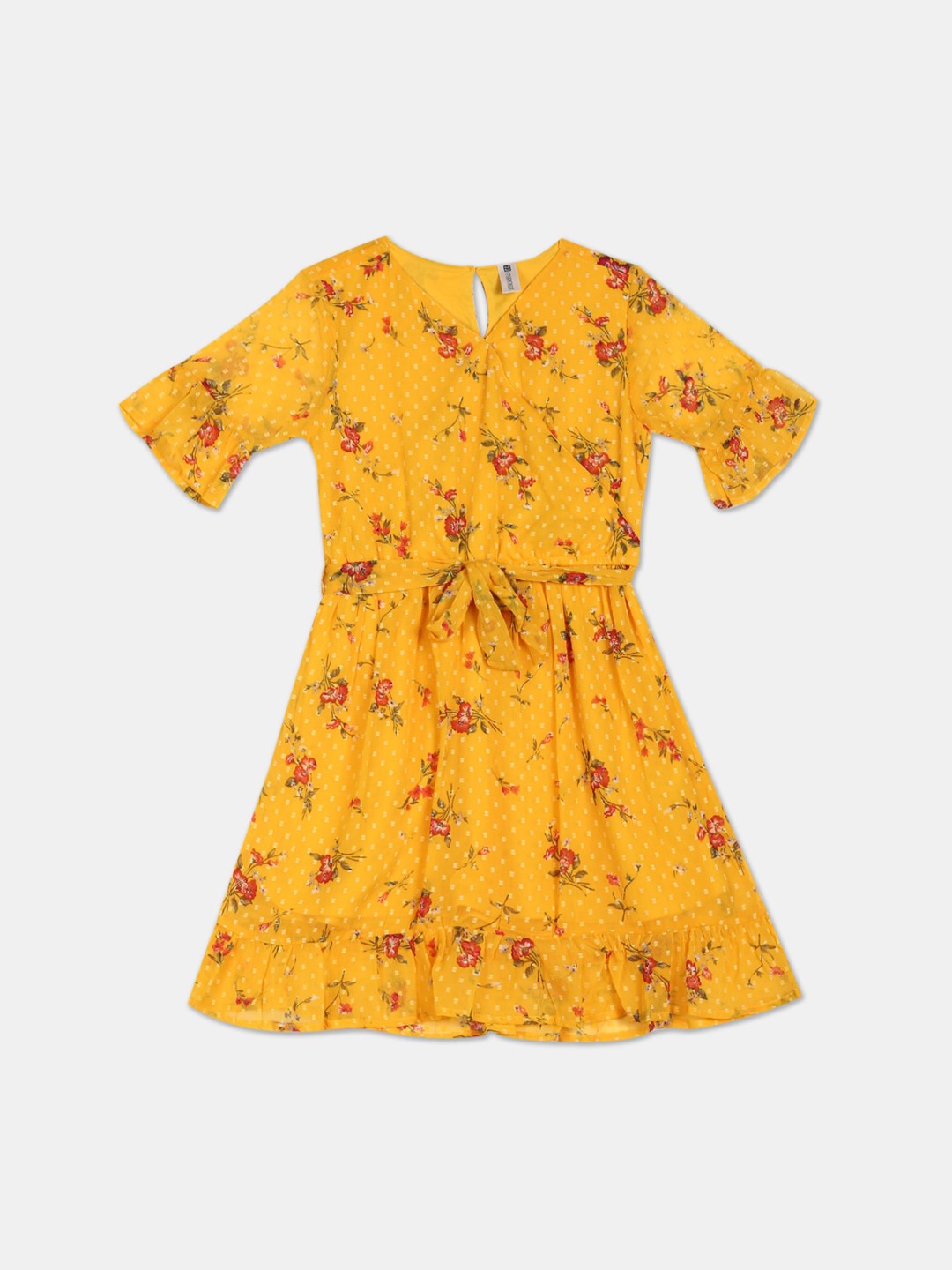 

Cherokee Mustard Yellow & Red Floral Dress