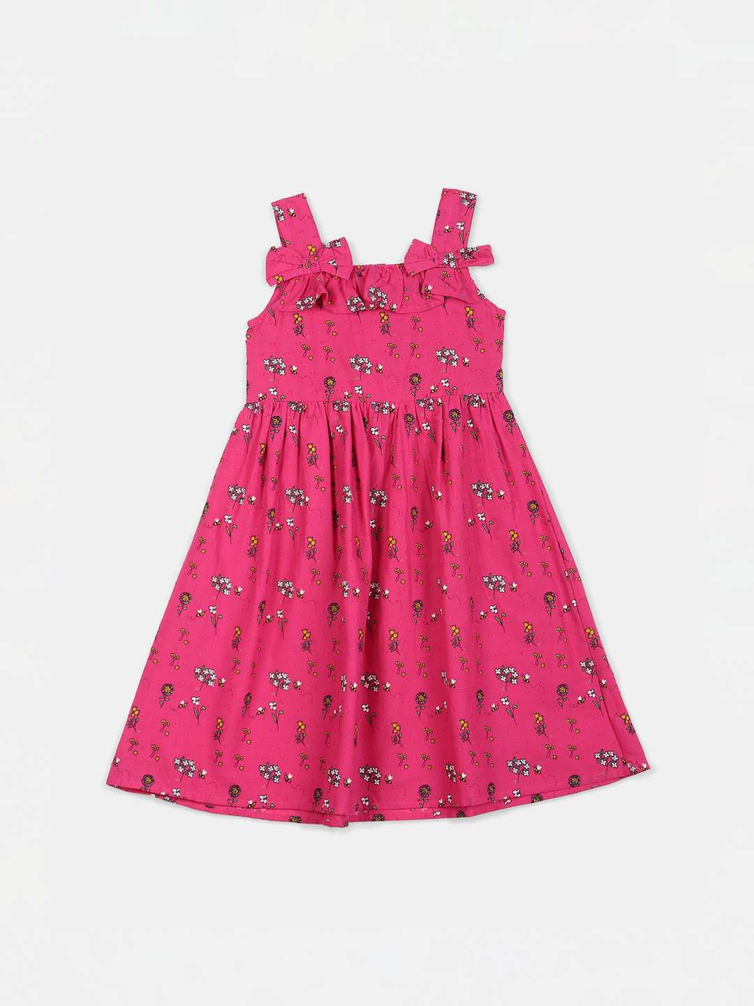 

Cherokee Fuchsia Pink Floral A-Line Cotton Dress