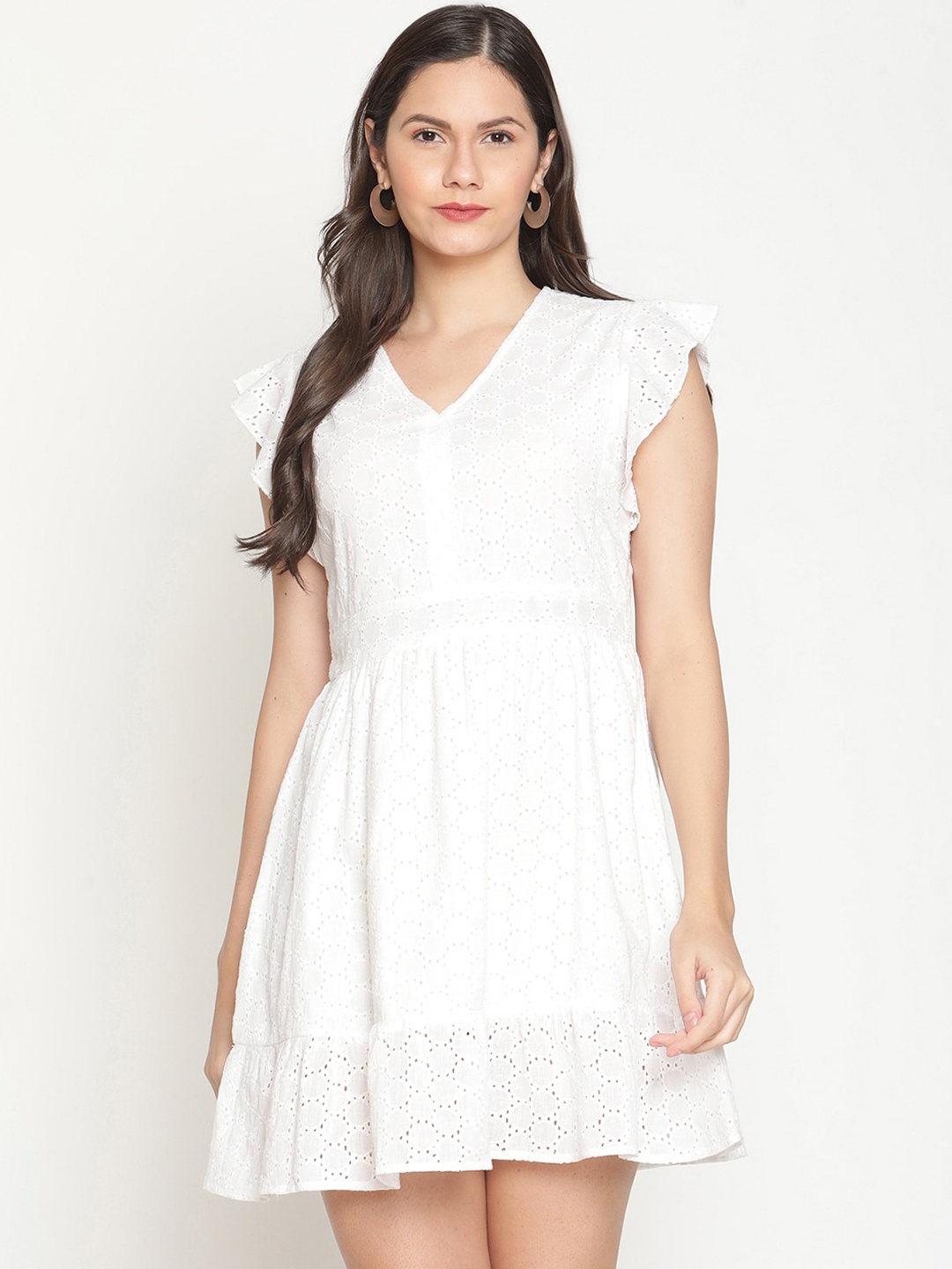 

VANCA ECO White Embroidered Cotton Dress