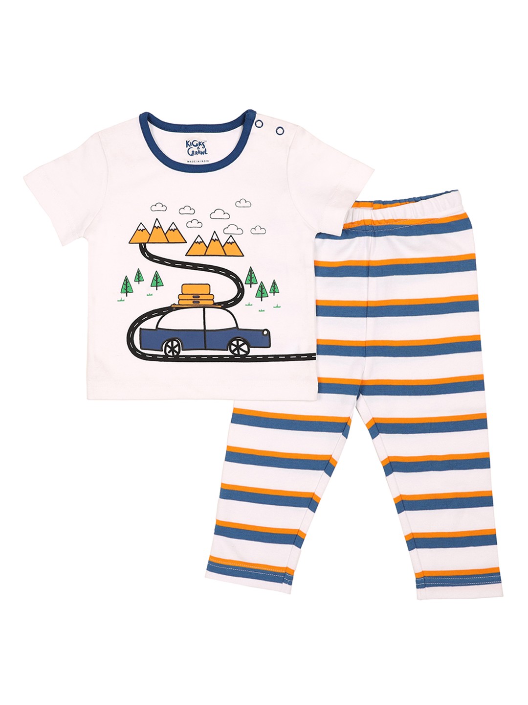 

KICKS & CRAWL Boys White & Yellow Printed Apparel Gift Set