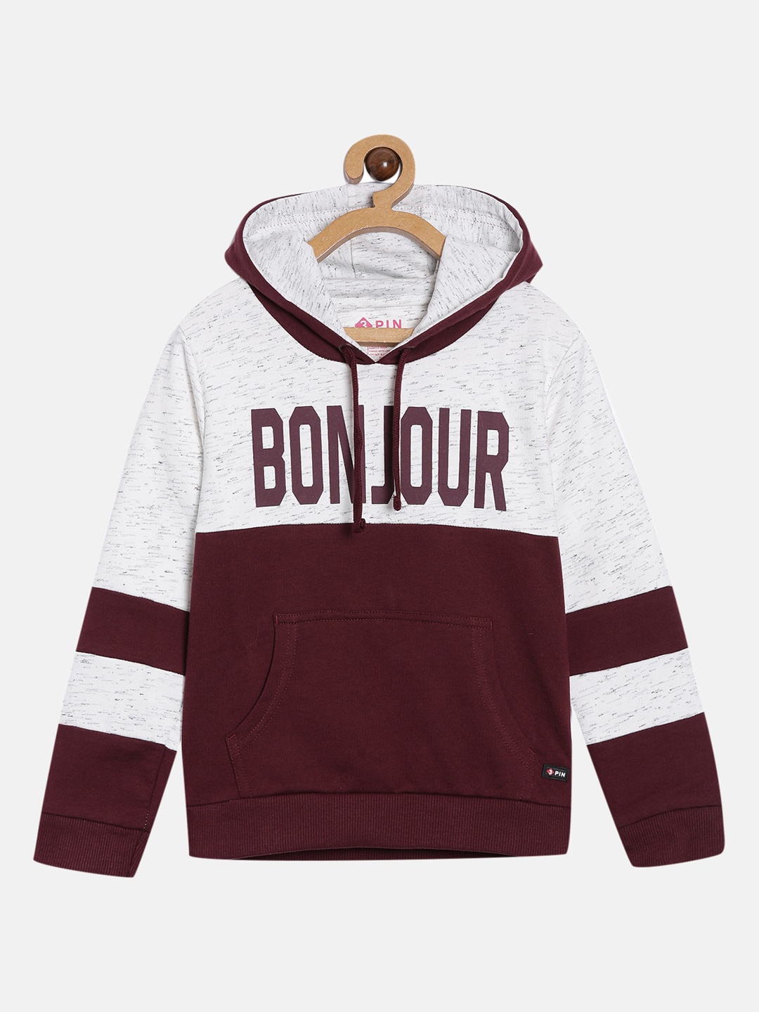 

3PIN Girls Burgundy Colourblocked Hooded Sweatshirt