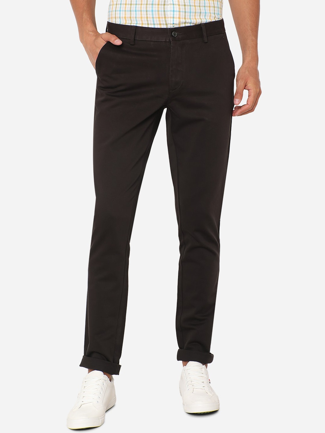 

JADE BLUE Men Brown Slim Fit Regular Trousers