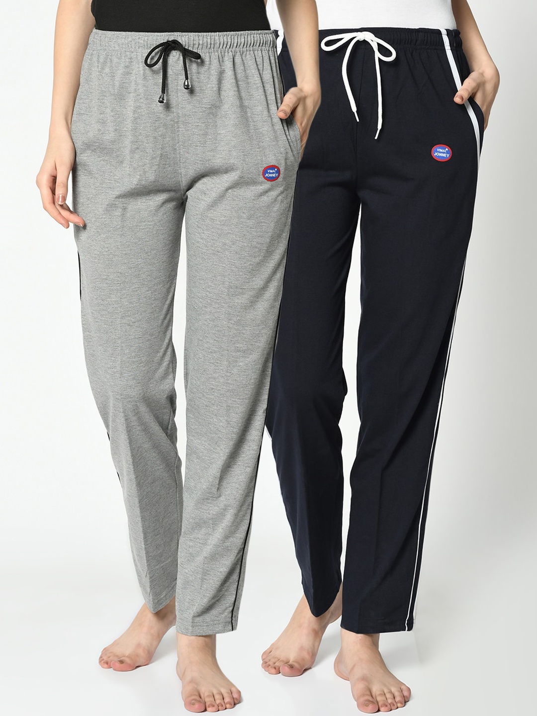 

VIMAL JONNEY Women Pack Of 2 Solid Lounge Pants, Black