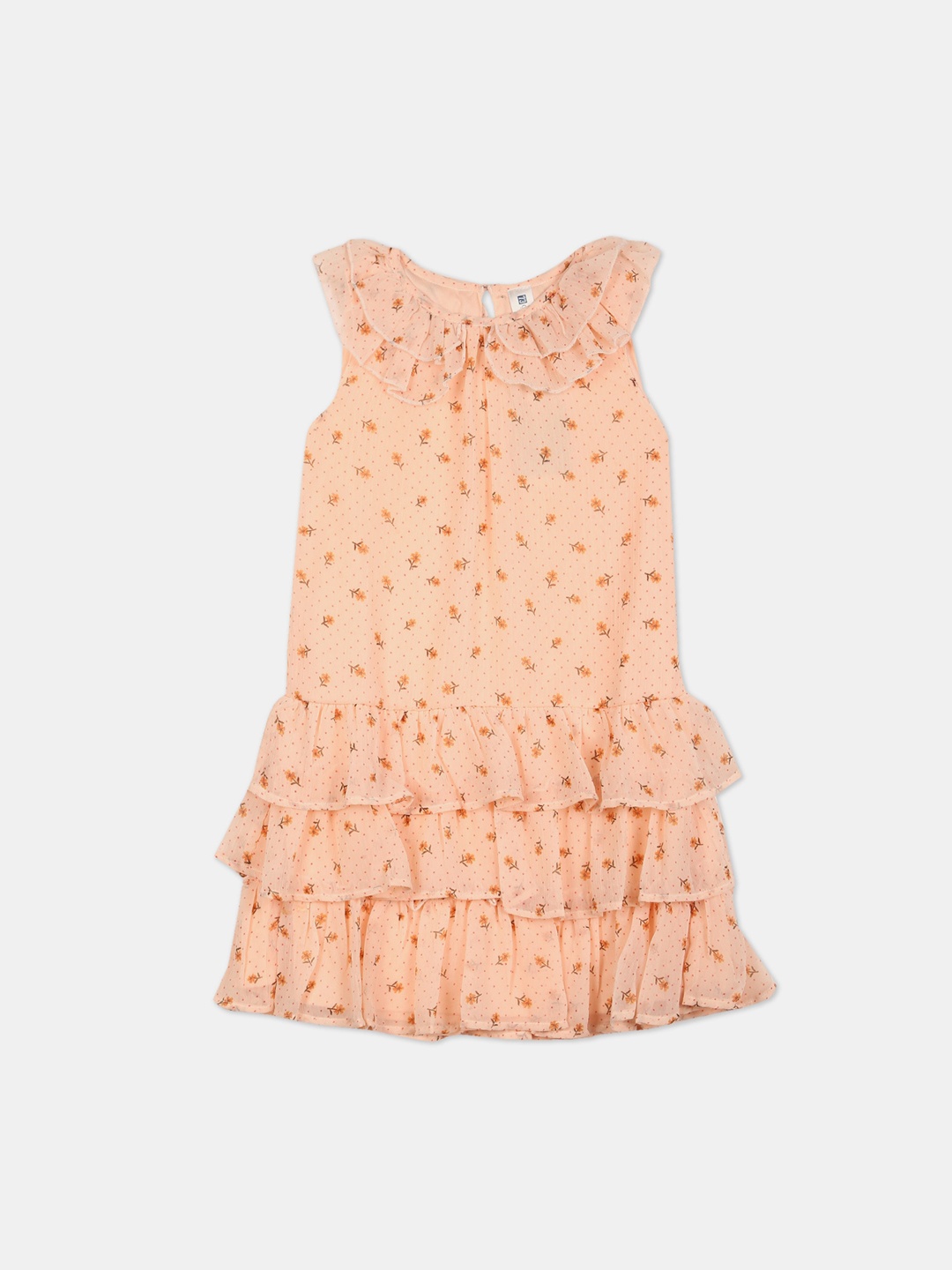 

Cherokee Peach-Coloured Floral A-Line Dress
