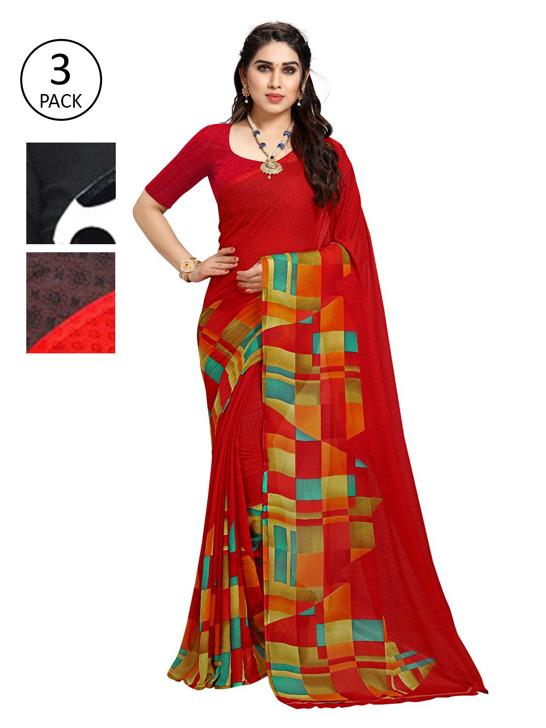 

KALINI Multi Pack of 3 Printed Saree