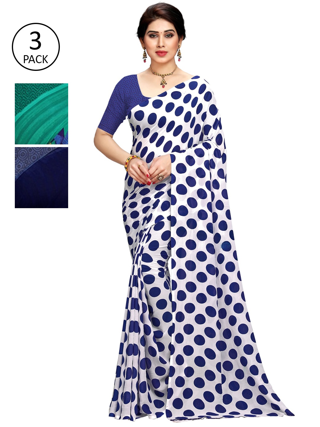 

KALINI Pack of 3 Printed Sarees, Multi