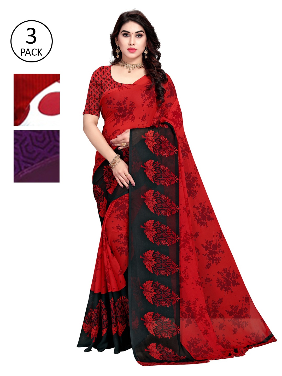 

KALINI Multicoloured Pack of 3 Saree, Multi