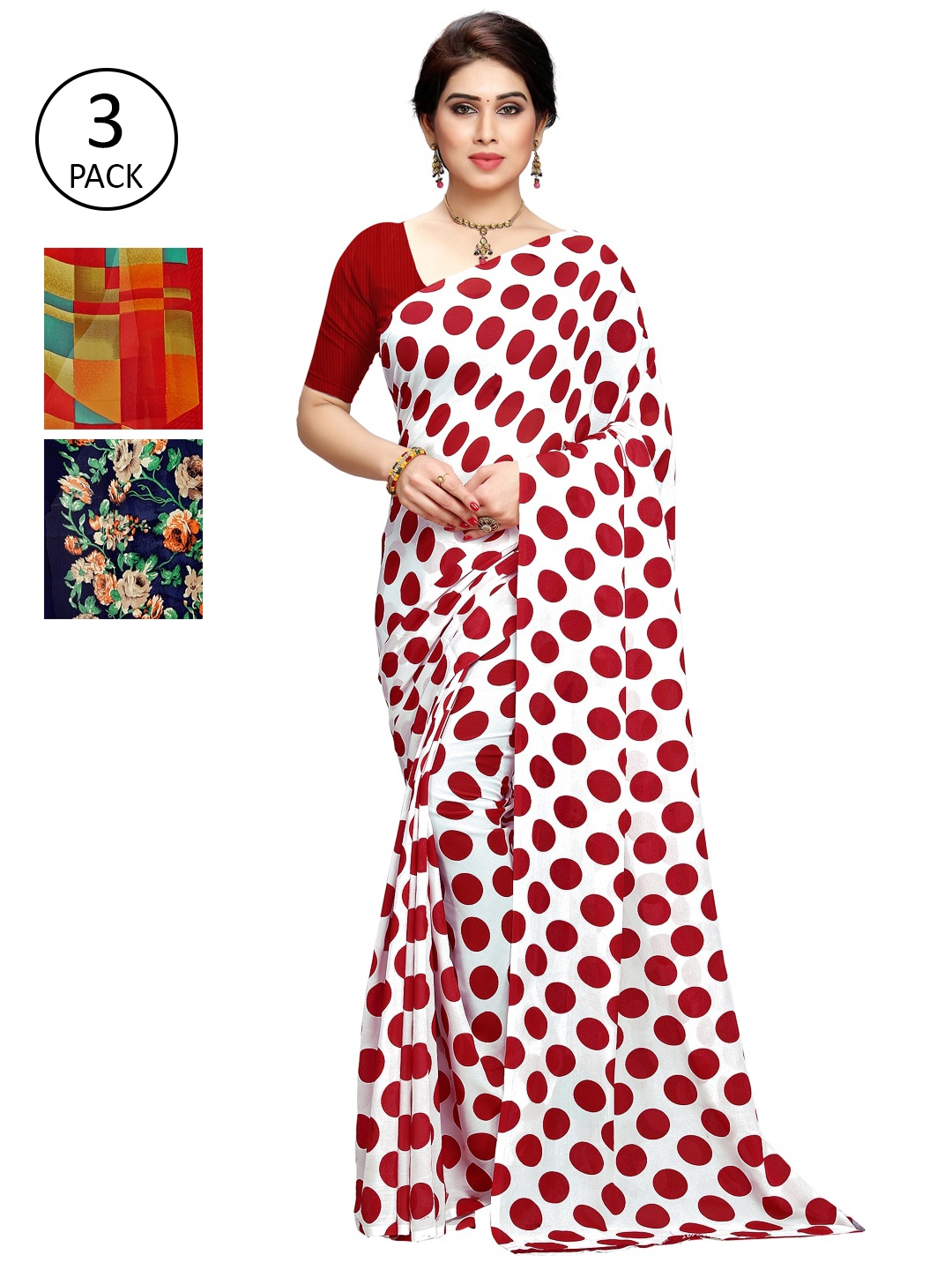

KALINI Pack of 3 Printed Sarees, Multi