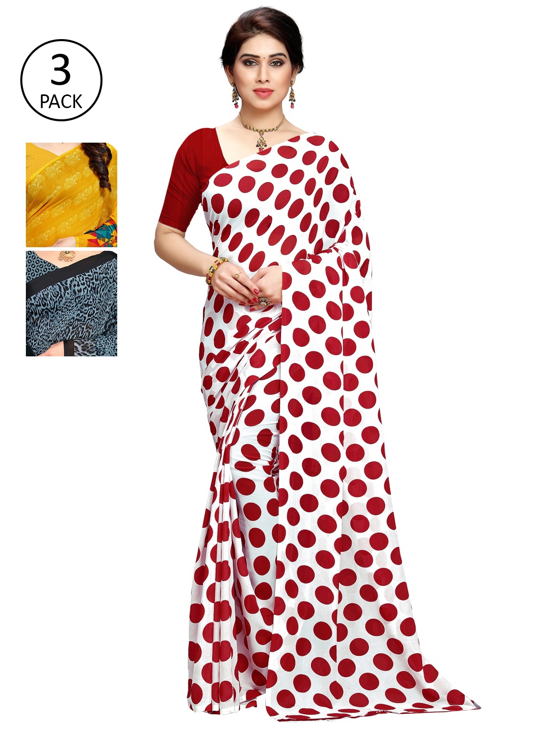 

KALINI Pack of 3 Printed Sarees, Multi
