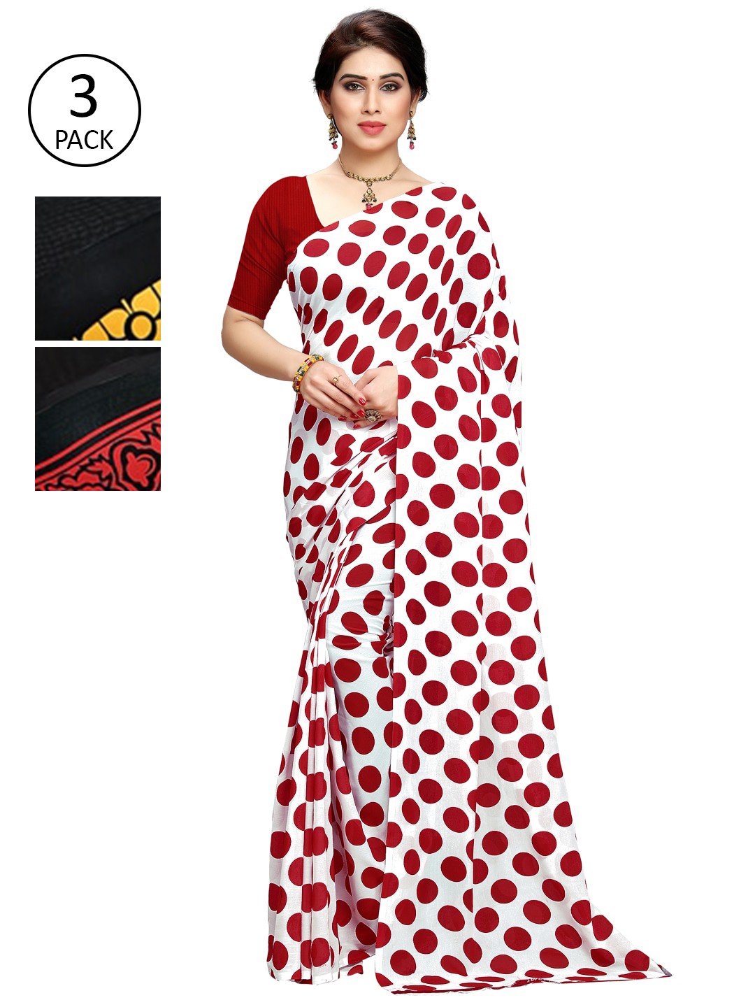 

KALINI Pack of 3 Printed Sarees, Multi