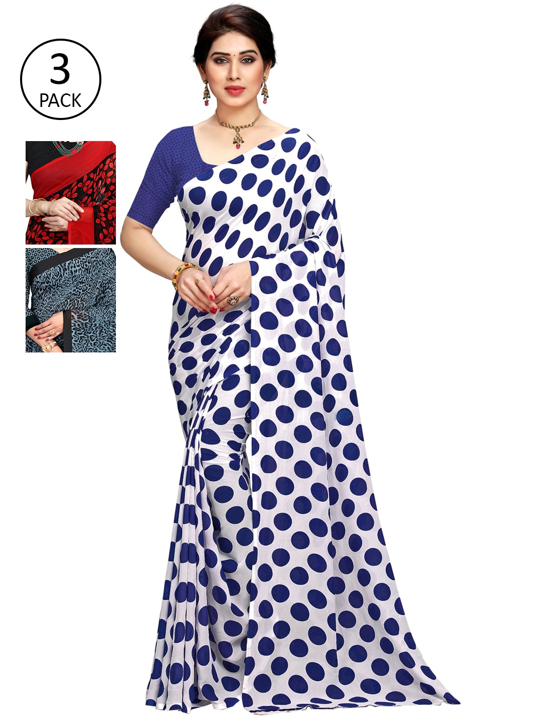 

KALINI Pack of 3 Printed Sarees, Multi